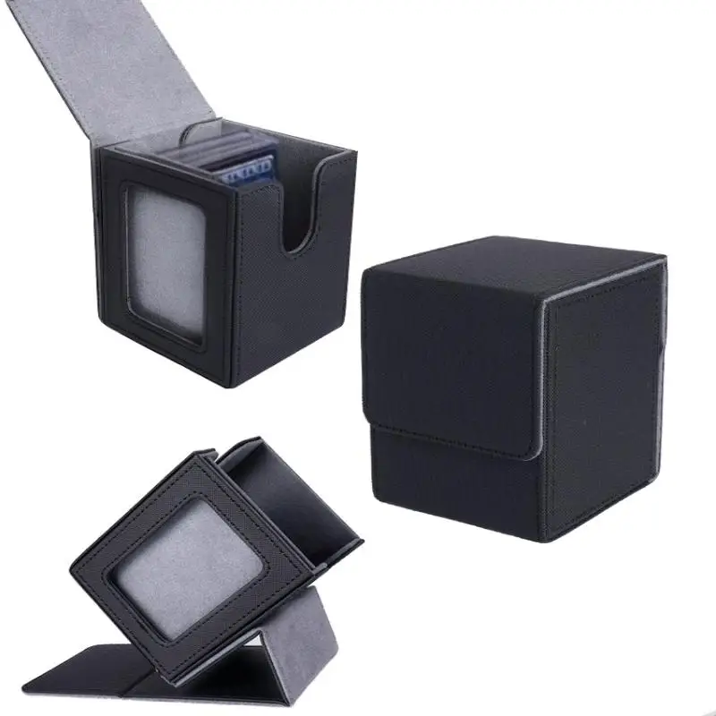 

1 шт., коробка для хранения коллекционных карточек, коробка для колоды карт с витриной, магнитная коробка из искусственной кожи, аксессуары для самостоятельного изготовления