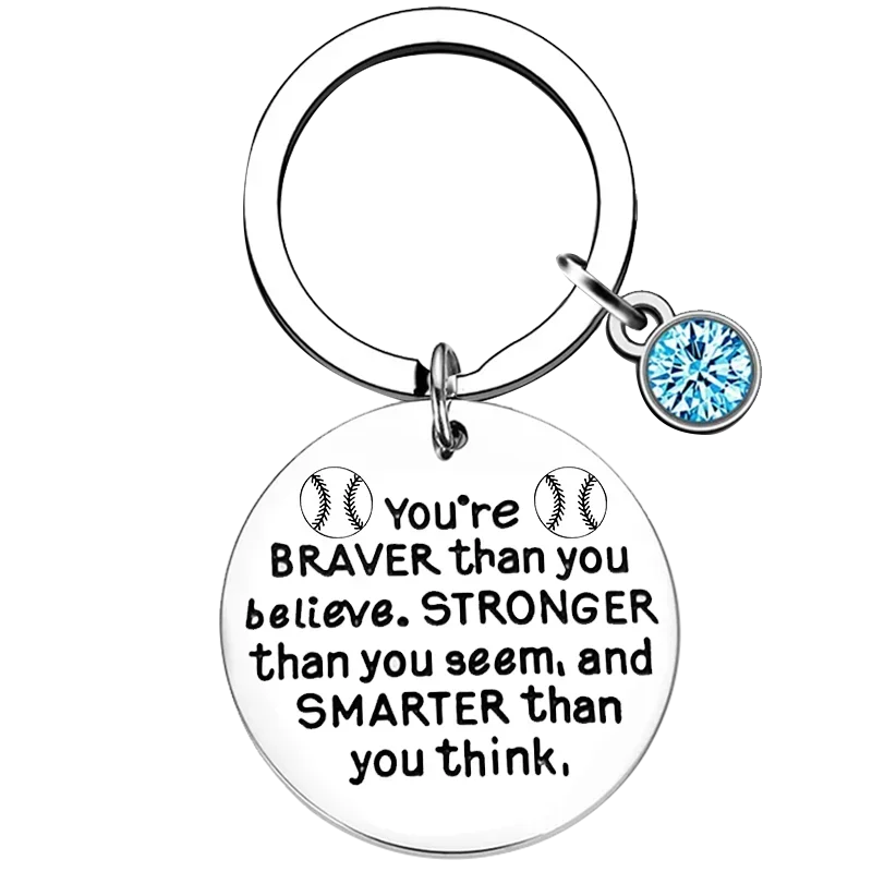 Baseball Keychain Inspirational You’re Braver Than You Believe Key Rings Baseball Players gifts son husband boyfriend gift