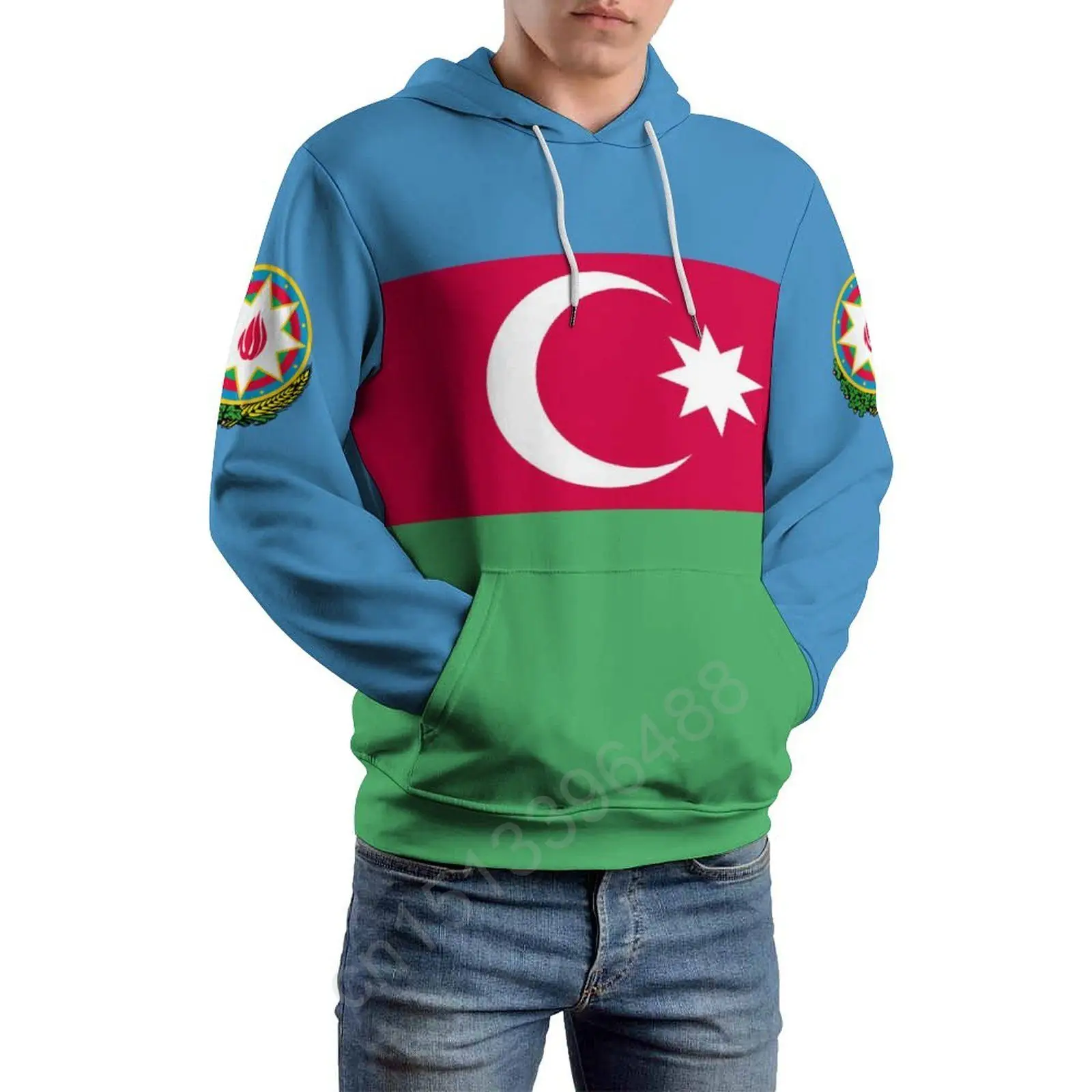 Azerbaijan Country Flag 3D Hoodie Polyester Cool Men Women Harajuku Sweatshirt Unisex Casual Pullover Hoodies Custom Name