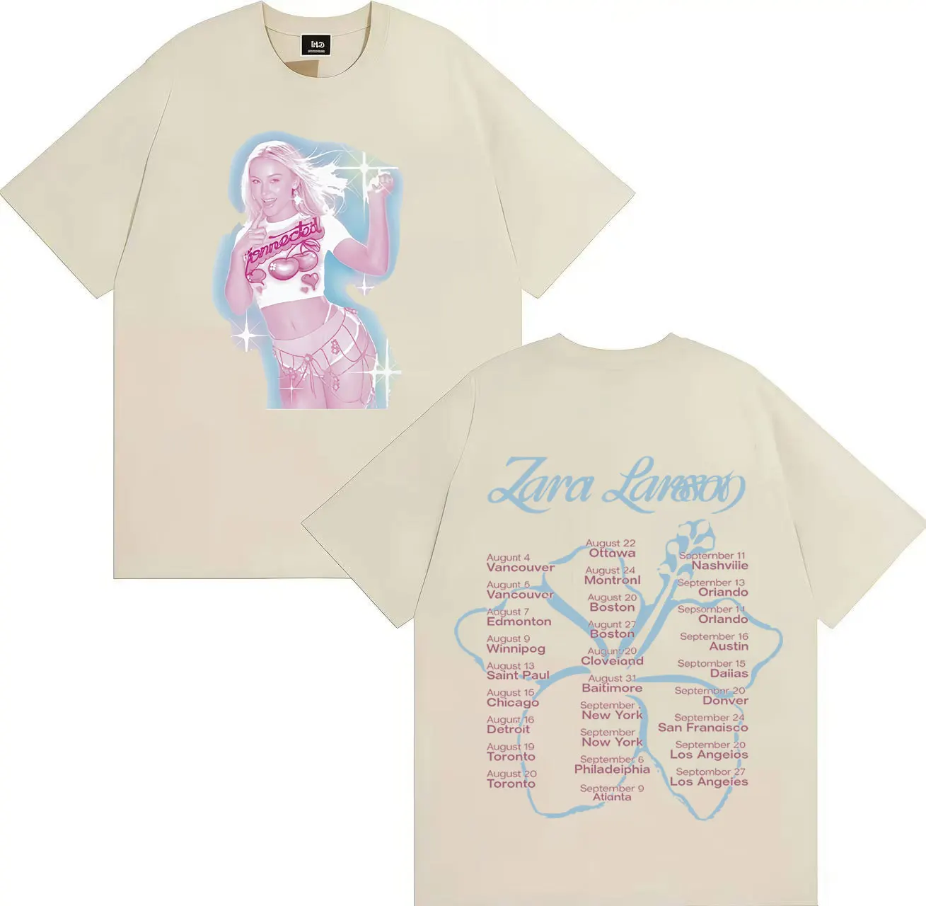 نمط جديد المغني Zara Larsson-Sparkle Date تي شيرت 2025 الصيف المتضخم تي شيرت كم النساء الرجال عادية الجولة الرقبة الموسيقى المحملة #4