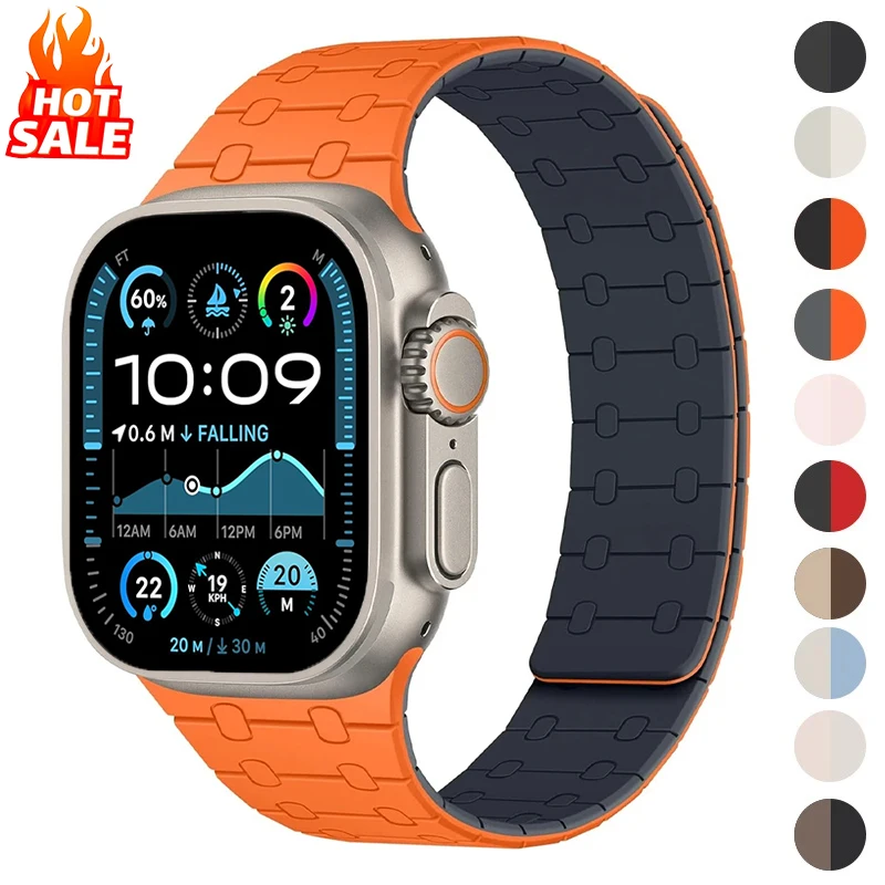 

Silicone Magnetic Strap for Apple Watch Band Ultra 3/2 49mm Series 11 10 46mm 42mm 45mm 44mm Bracelet IWatch Series 9 8 7 6 SE 5