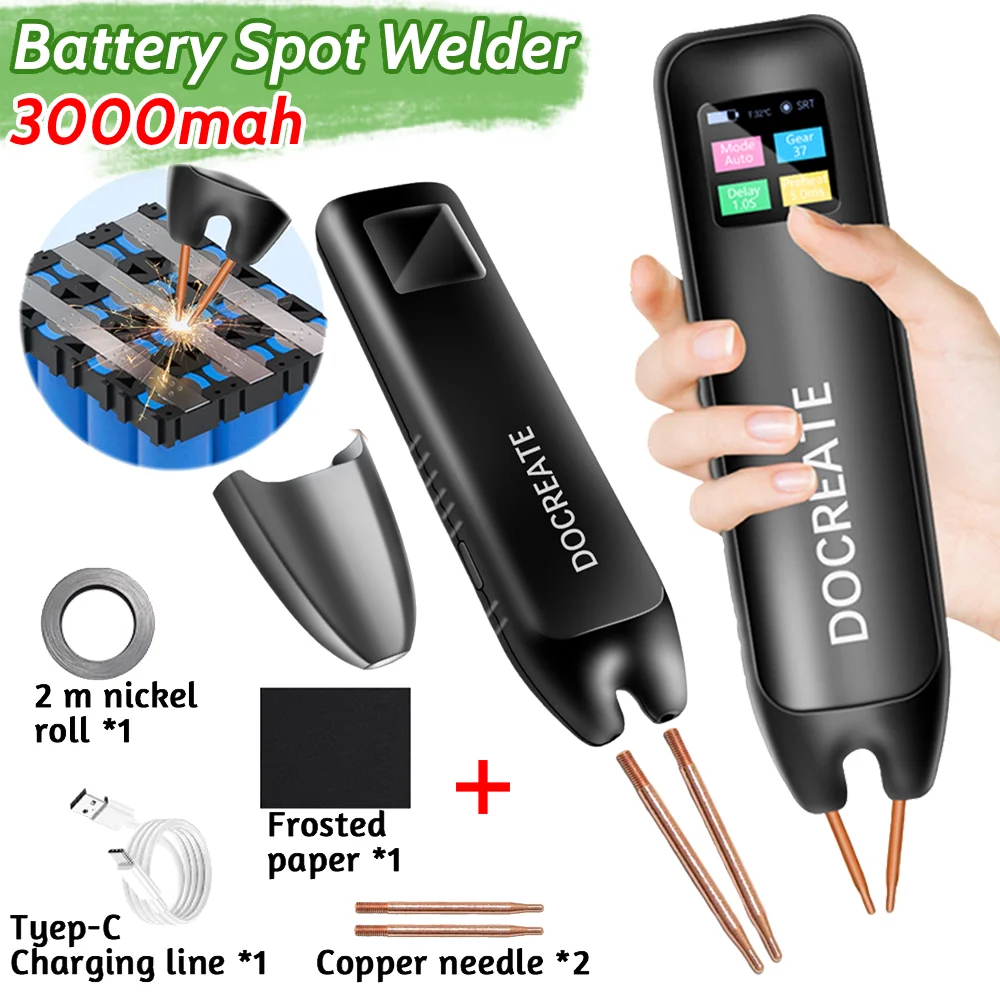 Battery Spot Welder 99 Gear Adjustable Spot Welding Tool Kit Automatic Manual Modes for 18650 Battery Welding Nickel Sheets