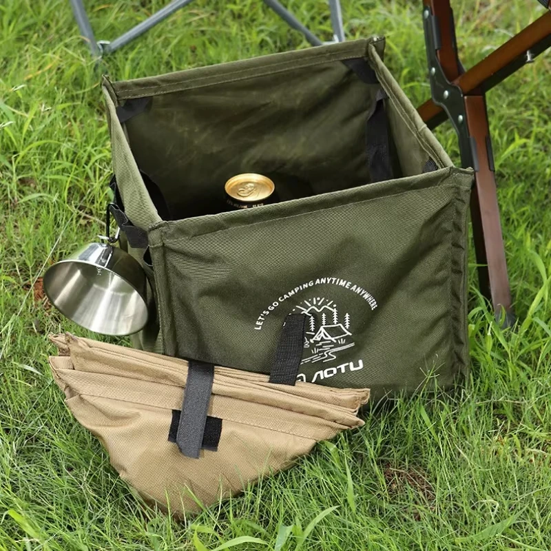 Oxford Cloth Foldable Outdoor Trash Bin Large Capacity Portable Camping Waste Basket For Picnic Hiking And Tailgating