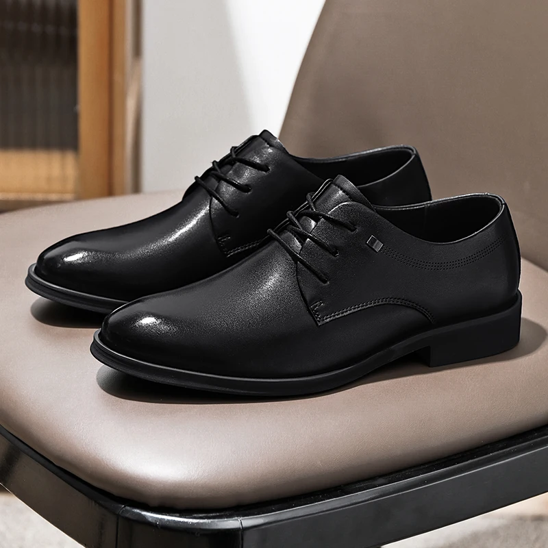 Leather business dress shoes men lace up soft soles soft leather business shoes black youth work shoes men wedding party shoes