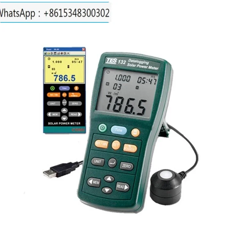 TES-132 Solar Power Meter Wide Spectral Range Datalogging USB Cable Software Power Meter High Precision