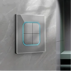 Button Switch Tempered Glass Panel Wall Light Switch International General Blue Led Indicator Reset Point Power Switch 86 Type