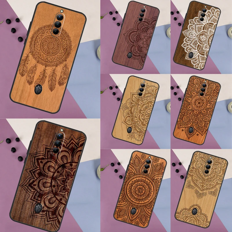 Mandala Floral Wood Case For Nubia Red Magic 9 Pro 8 Pro 8S Pro Plus Red Magic 6 7 6S 7S Pro 5G 5S 6R Cover