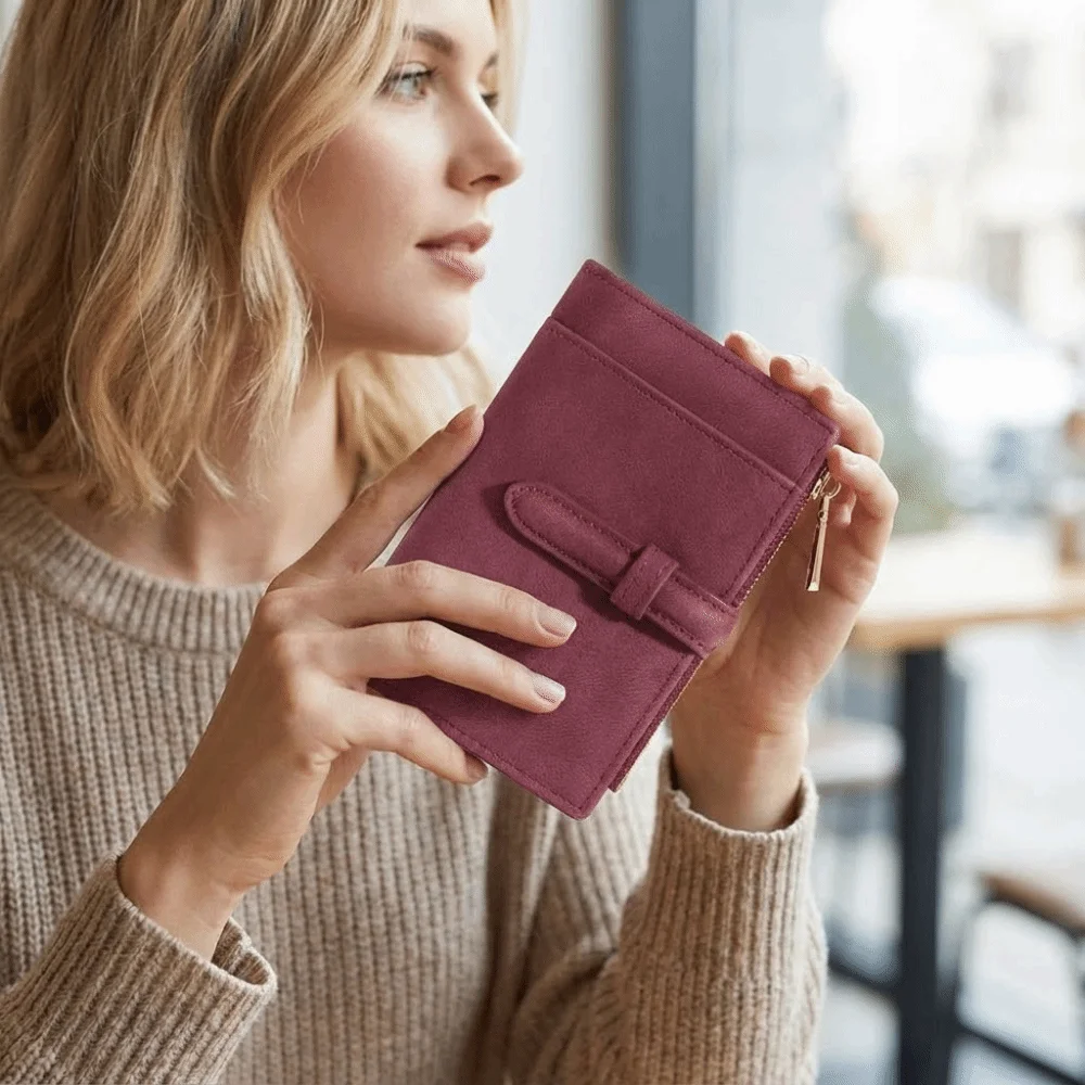 Practical PU Women's Wallet 2 Folds Waterproof Credit Cards Holder Multi-Cards Slot Portable Mini Coin Pocket Unisex