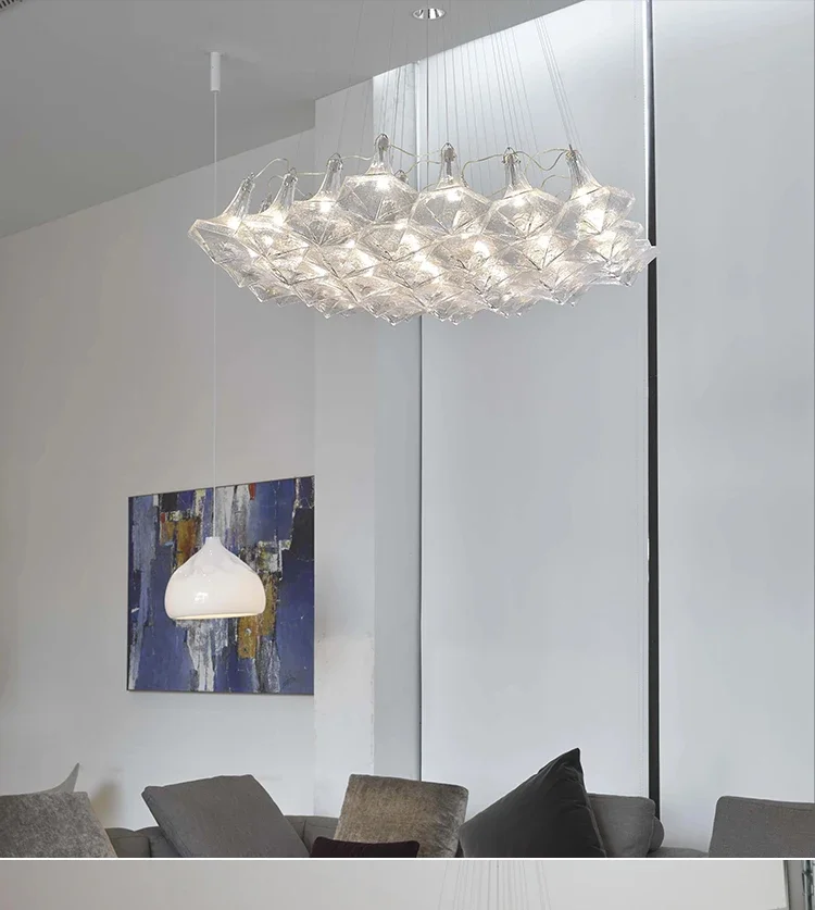 Italian Modern Ceiling Chandeliers Handmade Glass Pendant Light Luxury Villa Living Room Dining Room Lighting Fixture