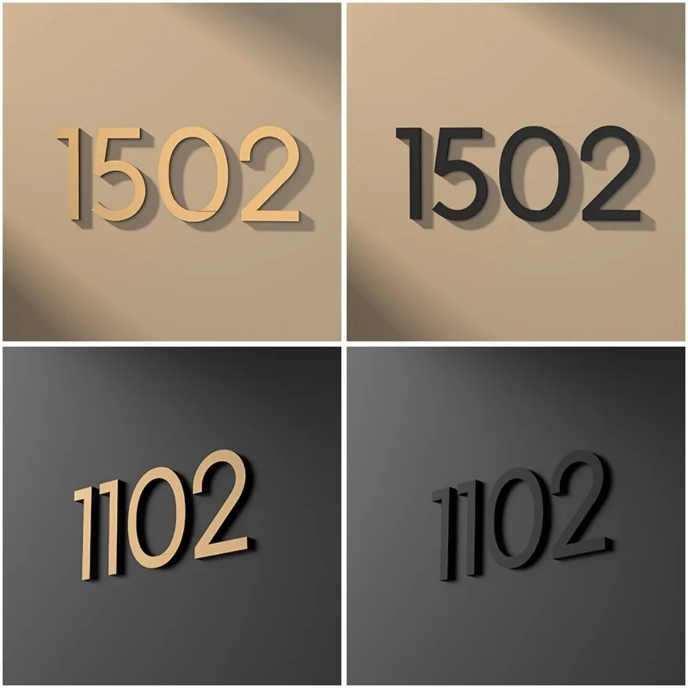 1pc 3d Digits House Number Self Adhesive Door Plate Sign Sticker  Gold/Black Digital For Office Hotel Apartment Home Decor ﻿ view 6