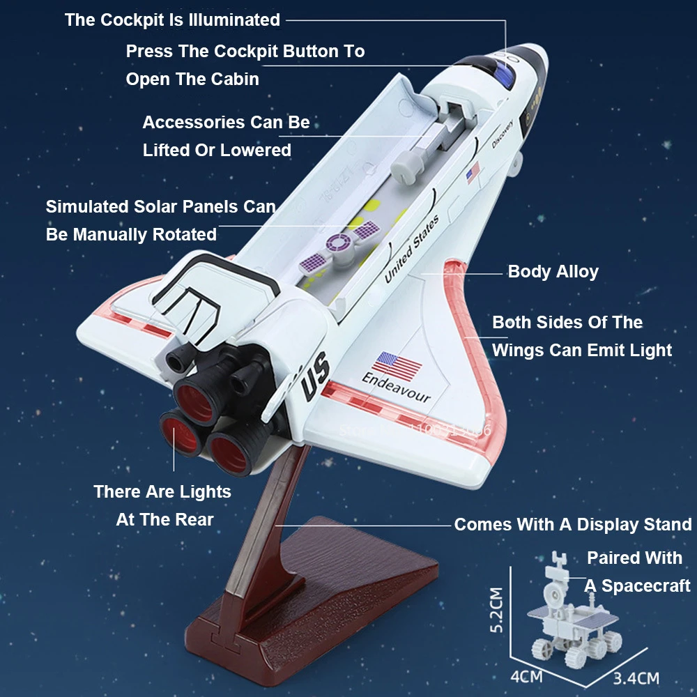 1/287 Alloy Space Shuttle Toy Military Simulation Aviation Model Airplane Both Sides of The Wings Can Emit Light for Boy Gifts