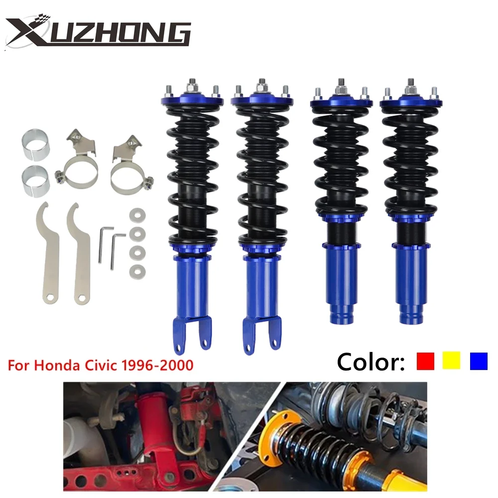 Adjustable Coilovers Height Spring Shocks Struts Absorber Suspension Kit Complete Assemblies For Honda Civic 1996-2000