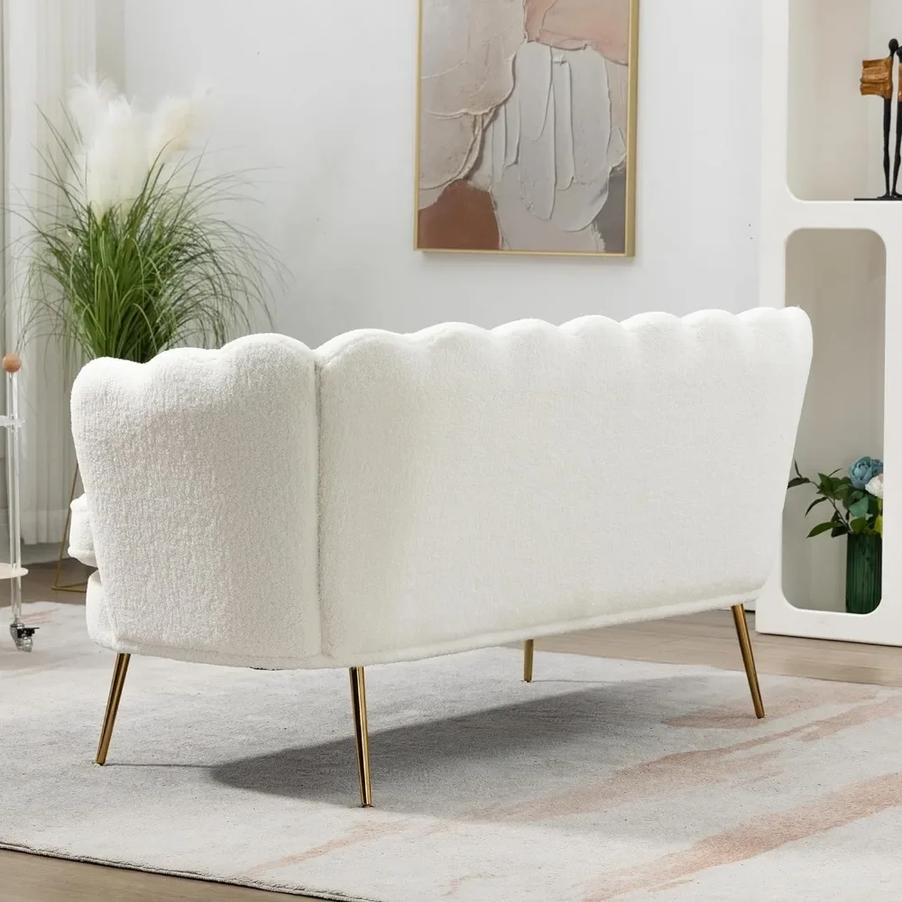 Sofa mit 2 Sitzen, Teddy kleines Sofa mit goldenen Metall beinen, 59 "modernes 2-Satersofa mit Blumen rückenlehne, Wohnzimmer möbel