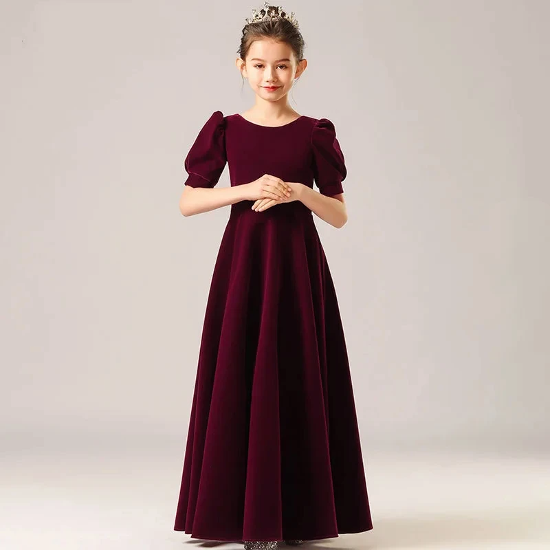 Christmas Day Girls Velvet Long Dresses Birthday Party Princess Clothes New Year Carnival Children Slim Fit Elegant Costumes