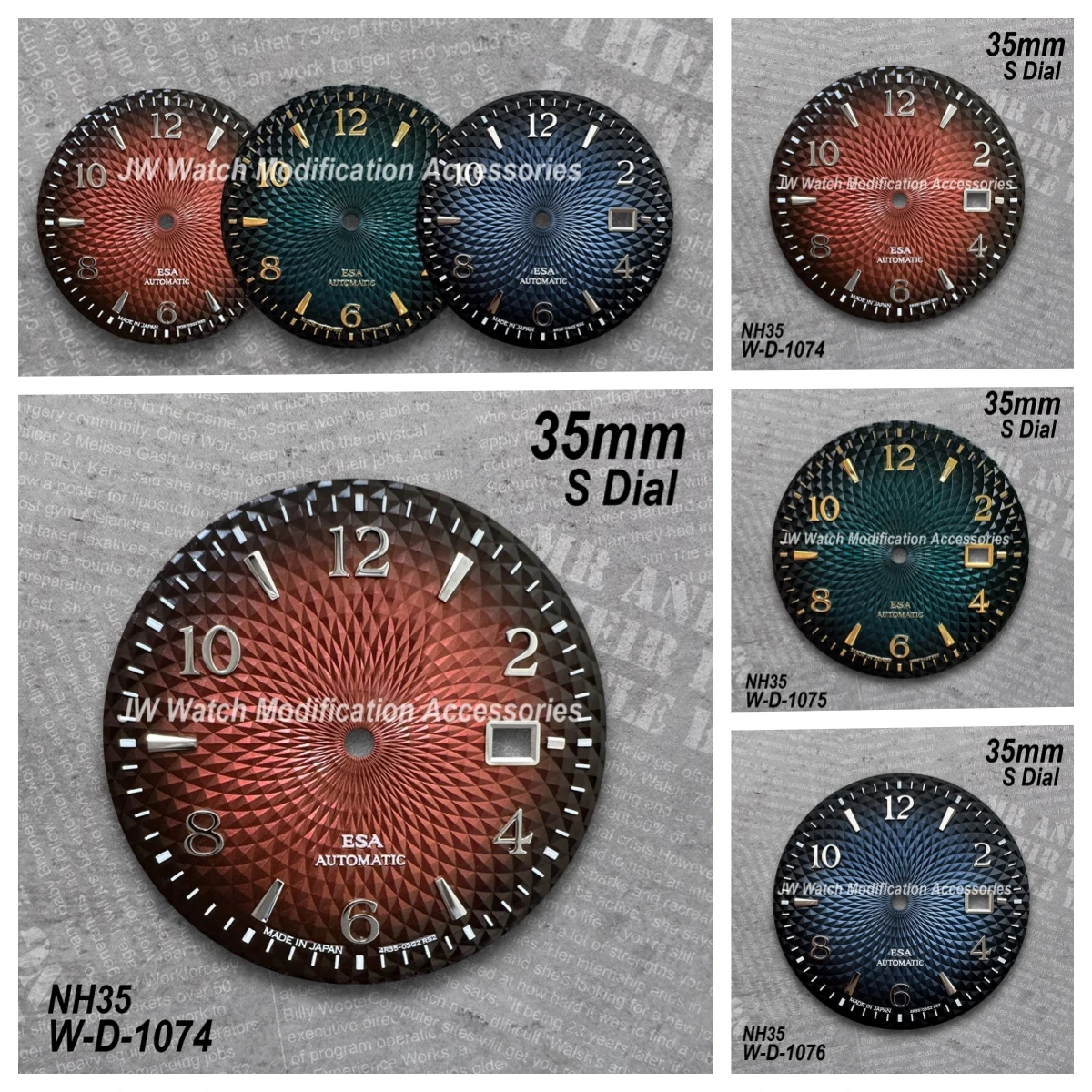 

35mm Blue Cocktail S Logo Dial Suitable For NH35 Japan Automatic Movement Gradient High Quality Watch Modification Accessories