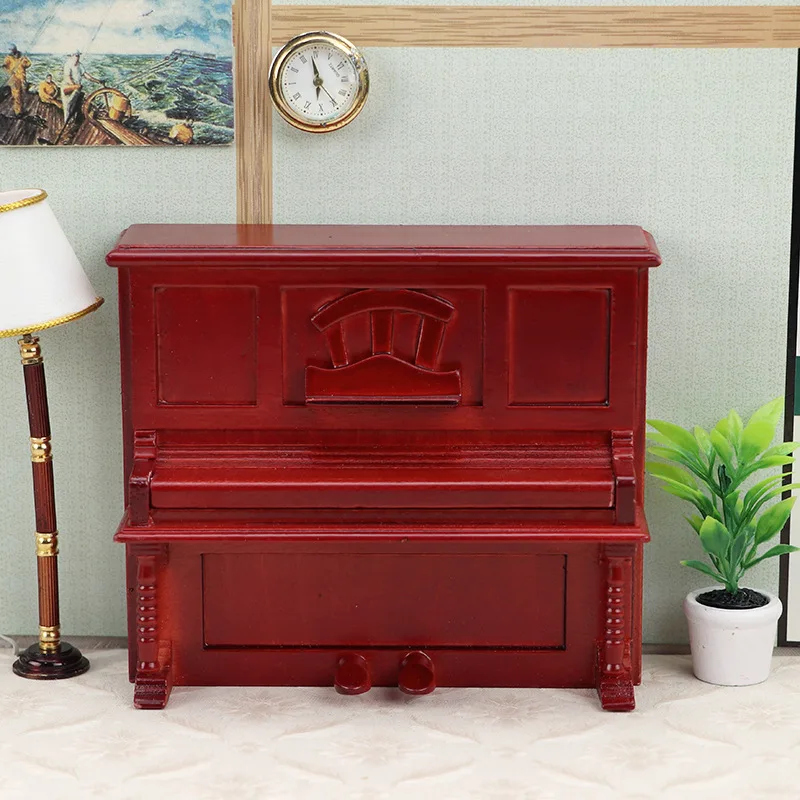 1:12 miniatuur poppenhuis beeldje scène OB11 woonkamer accessoires redwood-gekleurde piano simulatie model poppenhuis decor