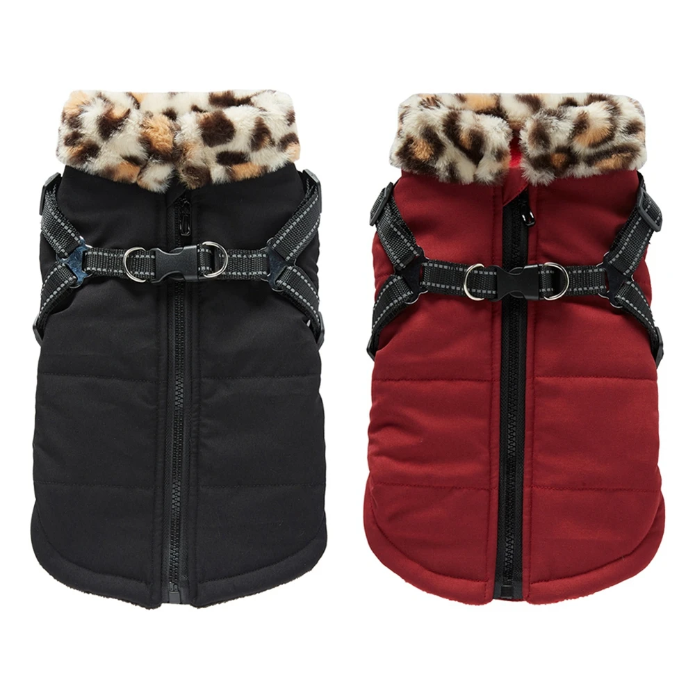 

Waterproof Fur Collar Dog Jacket With Harness Winter Warm Fleece Dog Clothes for Small Dogs Puppy Pet Vest Chihuahua Yorkie Coat