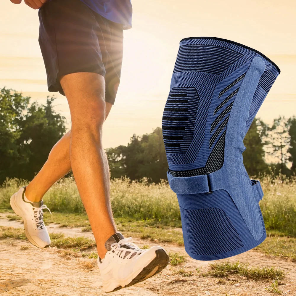 1 Stück Knie-Kompressionsbandage mit Seitenstabilisatoren & Kniescheibengurt, Metallstützbandage für Arthritis, Laufen, Fitness, Damen und Herren – Detail 9