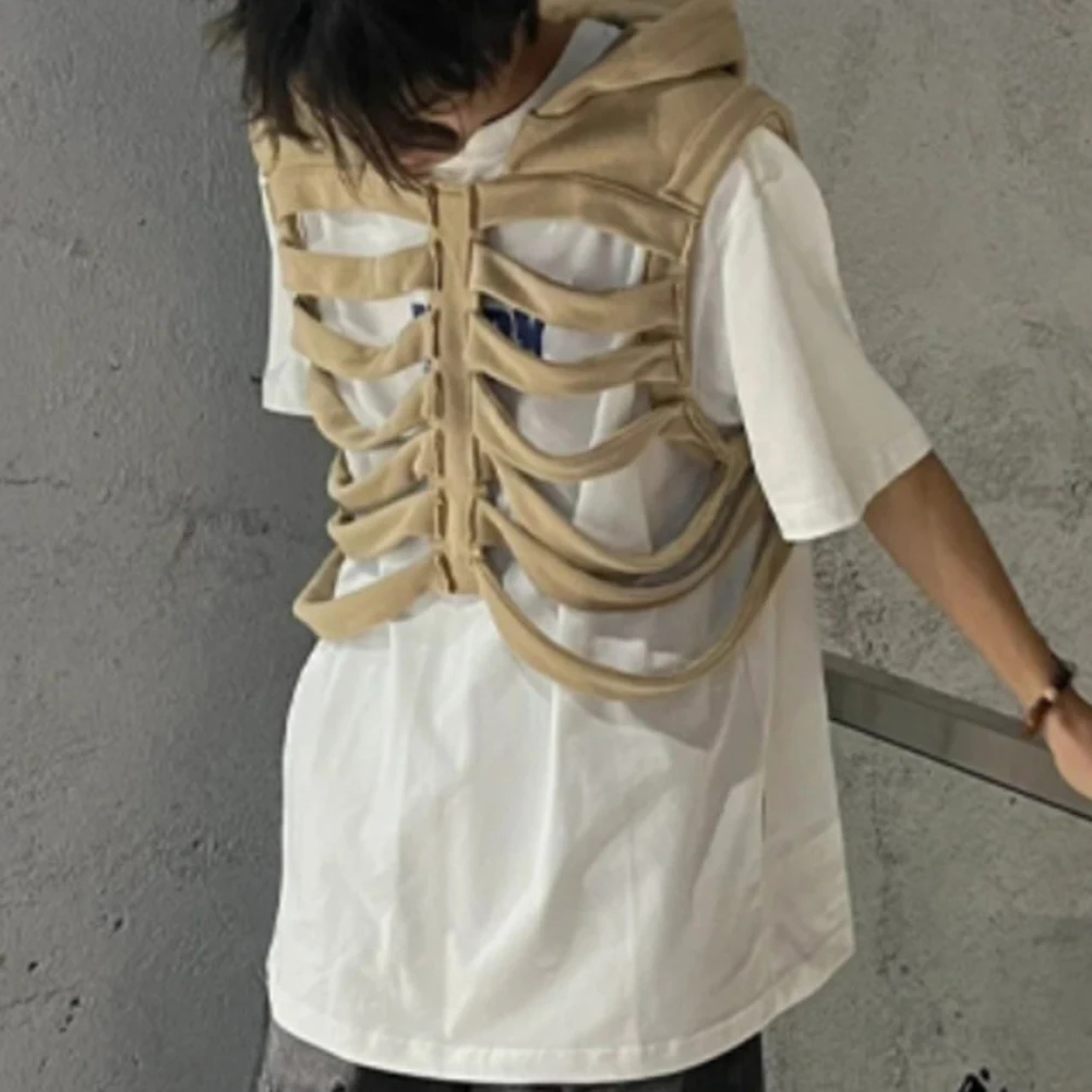 Top Vest Bone Deconstruction Casual Design Fashion Men Personality Solid Style Tops Daily Holiday Stylish Autumn