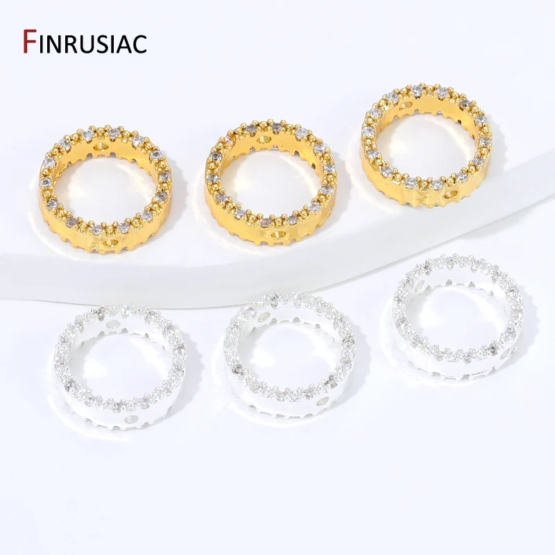 18K vergoldeter Messing-Perlenkäfig für Schmuckherstellung, Zirkon-Rundrahmen-Abstandsperlen für DIY-Armband-Zubehör – Detail 28