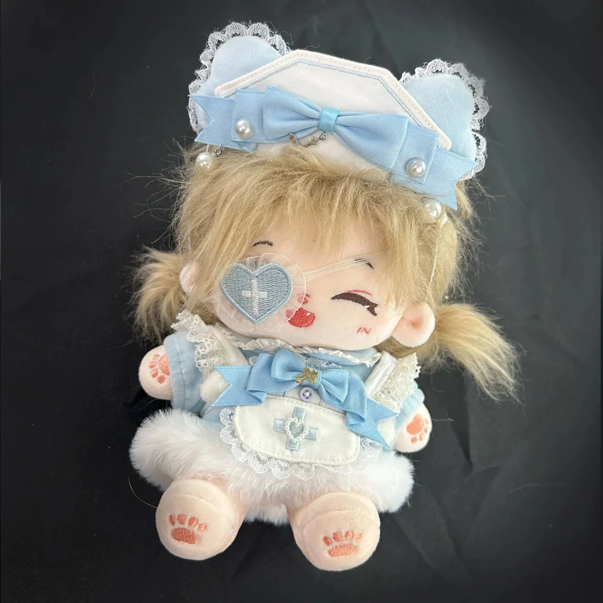 20cm Doll Clothes Puppy Nurse Hat Apron Love Eye Mask Pearl Bow Clothing Costume Suit Outfit Accessories Anime Game Toy Kids Gif