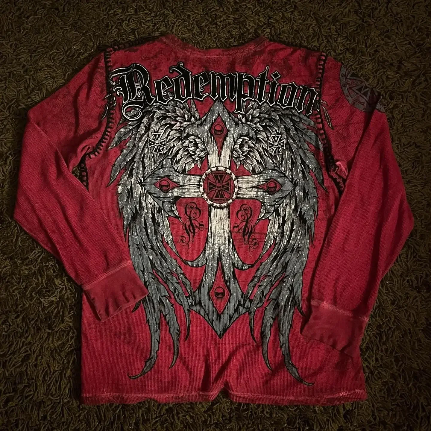 Affliction Long Sleeve T Shirt Y2K Hip Hop Round Neck Oversized T Shirt Men Women Casual Gothic Clothing Tops Streetwear
