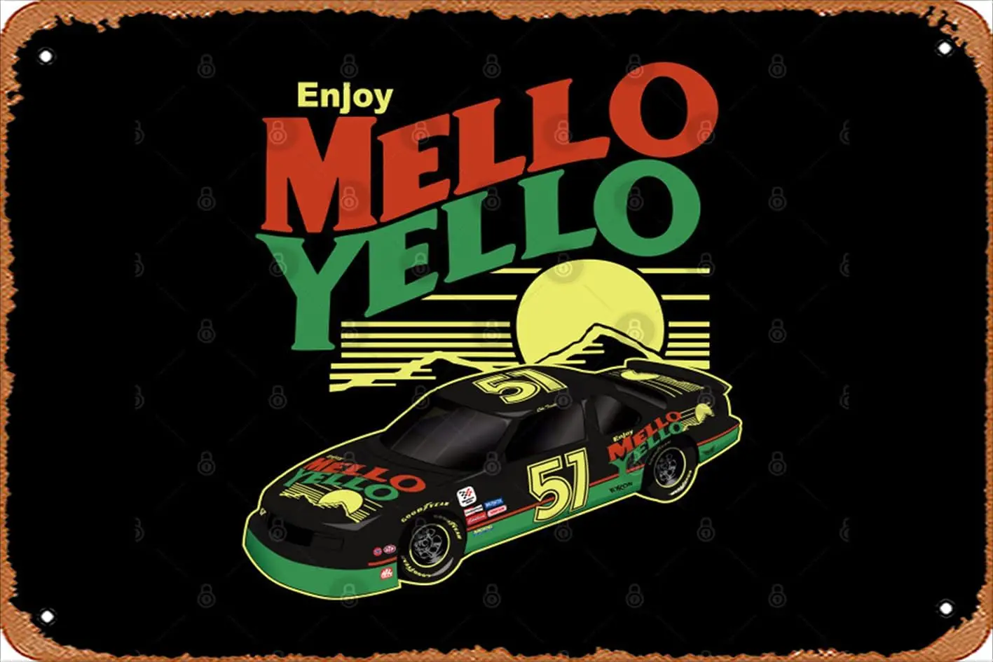 Zuhhgii Retro Tin Sign Cole Trickle Mello Yello Car Vintage Funny Novelty Metal Signs Man Cave Humorous Signs Movies Music Bar A