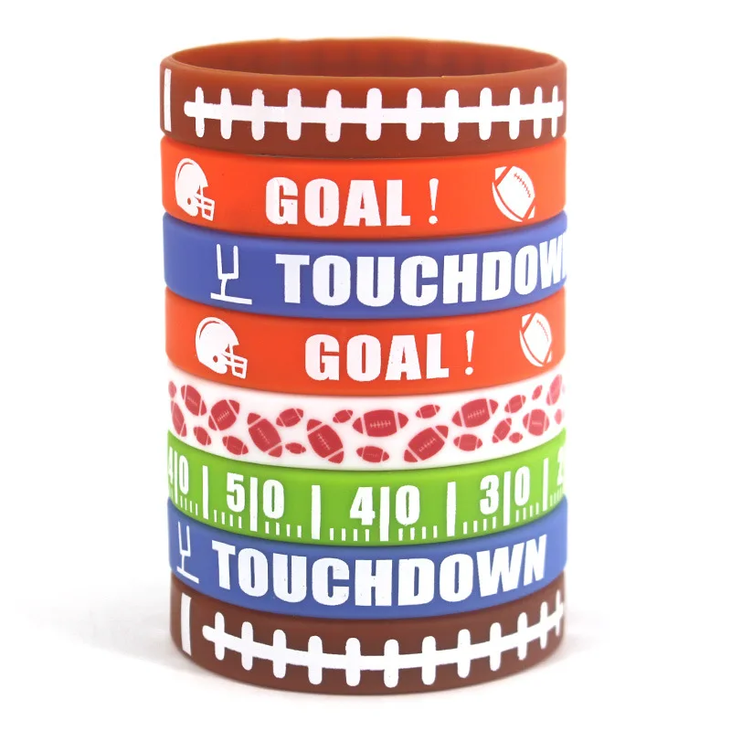 10-50pcs Sports Rugby Goal Silicone Bracelets American Football Wristband for Kids Boy Birthday Party Favors Pinata Goodie Bag