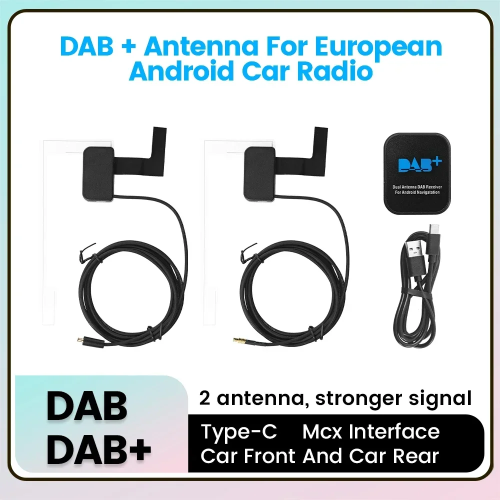 Dab Antenna Radio GPS Receiver Digital DAB+ Adapter Tuner Box Amplified for Android Car Units Independent APP Type-C Interface