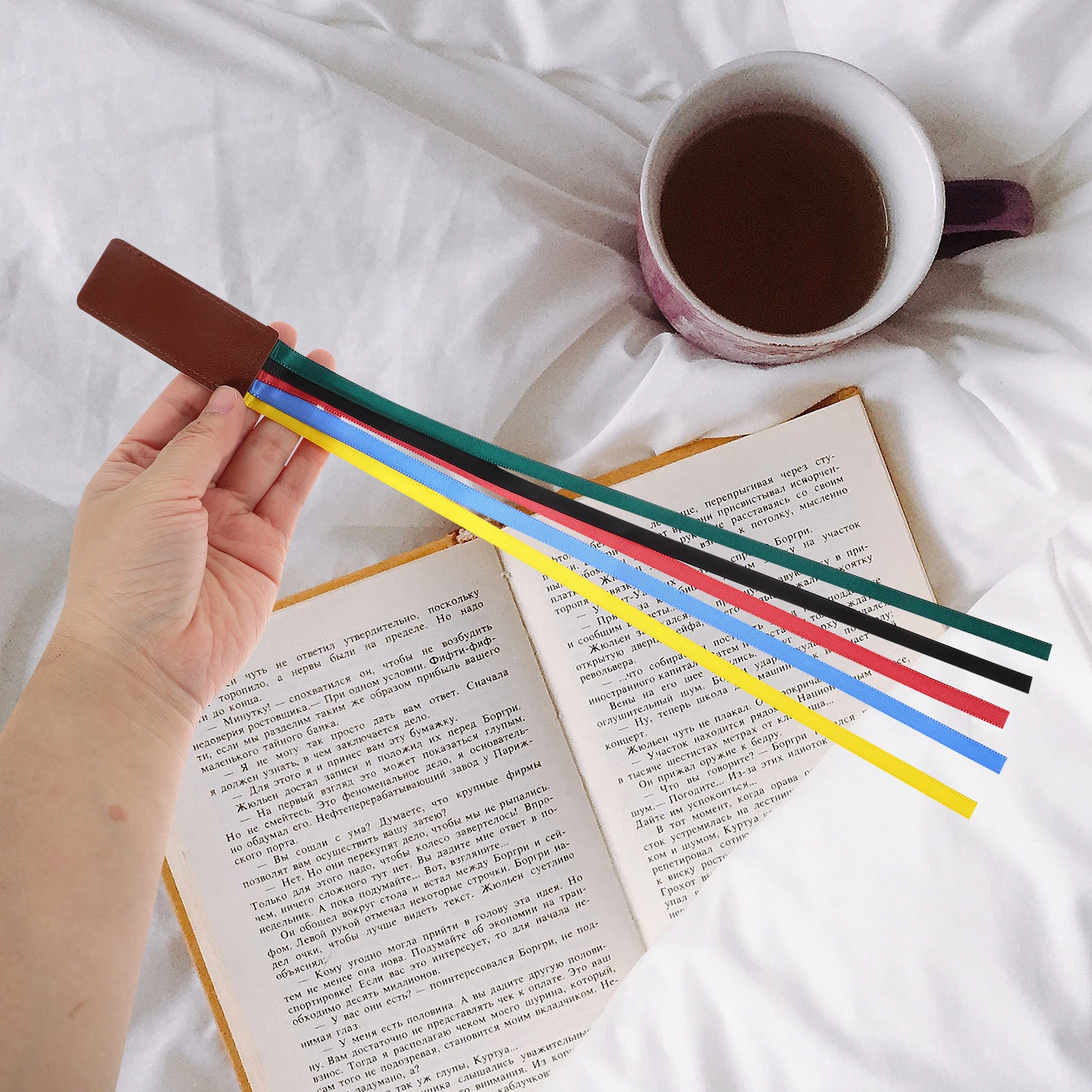 2pcs 다채로운 폴리 에스터 책갈피 여성을위한 내마 모성 다기능 리본 책갈피 가정용 성경 키즈 페이지