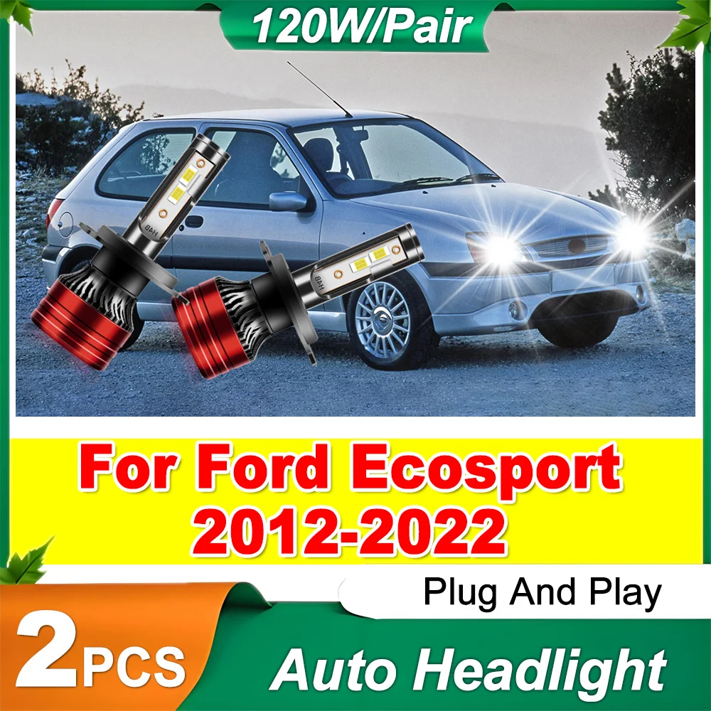 

2X H4 Auto Lights 120W Headlight Canbus No Error High Lumens Lamps Led Brightest Upgraded CSP Chips For Ford Ecosport 2012-2022