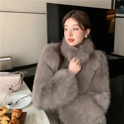 2024 New Fox Hair Imitation Environmental Protection Fur Autumn and Winter Short Fur Coat Women's Thickened Young Celebrity P200