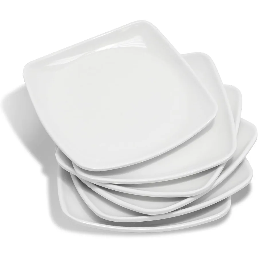 

6 Inch White Melamine Plates Set of 6 Ideal for Sushi Appetizers Salads Desserts or Snacks Durable Lightweight and Dishwasher S