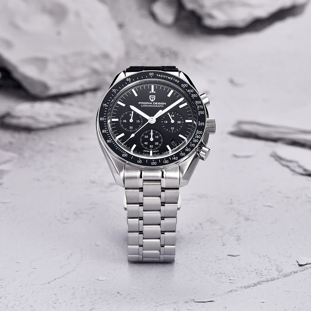 2025 New Mens Watches PAGANI DESIGN Luxury Quartz Watch For Men VK63 Chronograph AR Sapphire Mirror Ceramic Bezel Luminous Clock