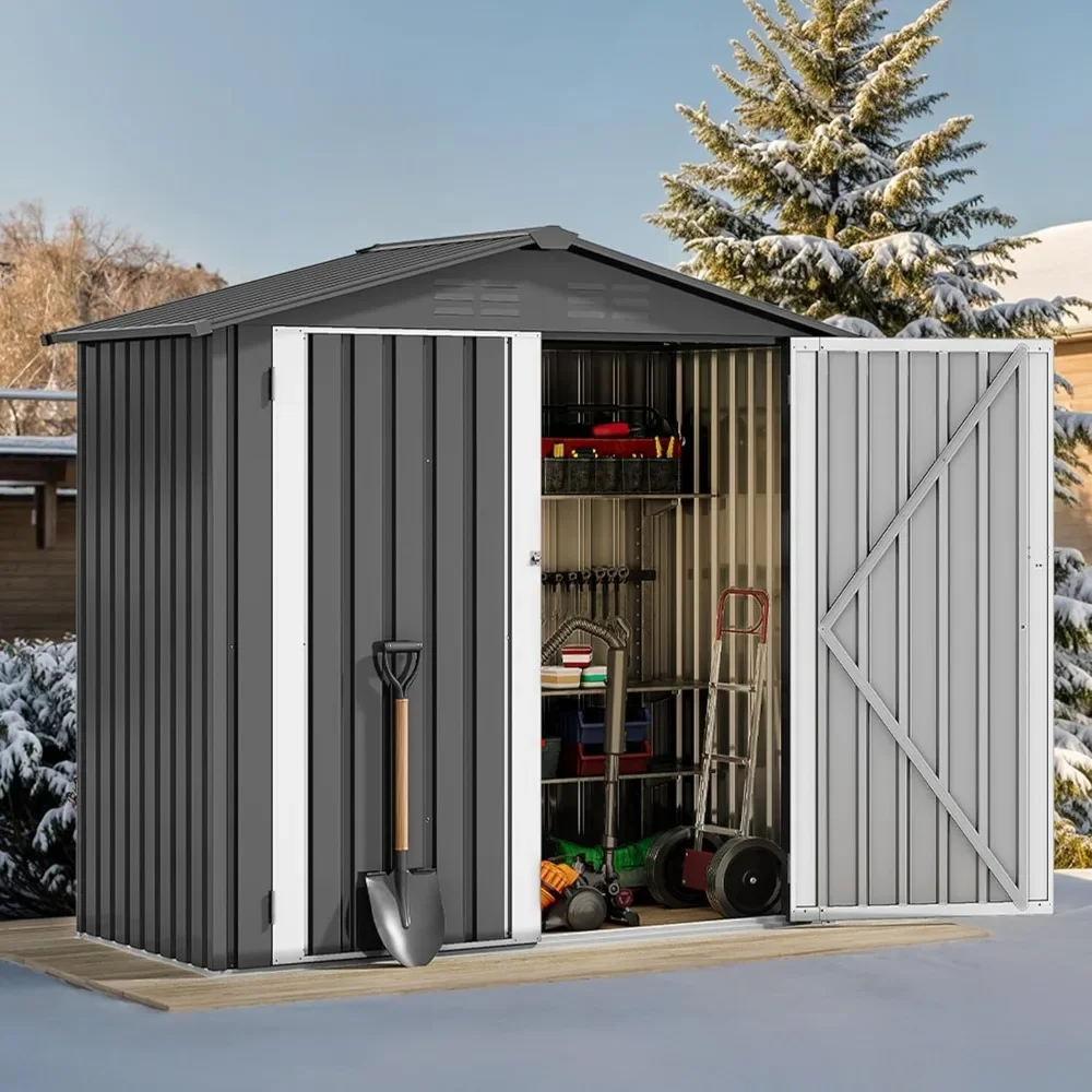 

6x4ft Outdoor Storage Shed, Sturdy Metal Weatherproof Tool Shed with Secure Door and Ventilation for Equipment, Mowers, Bikes