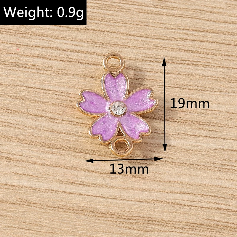 10 Stück 11 x 16 mm niedliche Doppelloch-Emaille-Blumen-Charms-Anschlüsse für Schmuckherstellung, DIY-Armbänder, Halsketten, handgefertigte Bastelbedarf – Detail 7