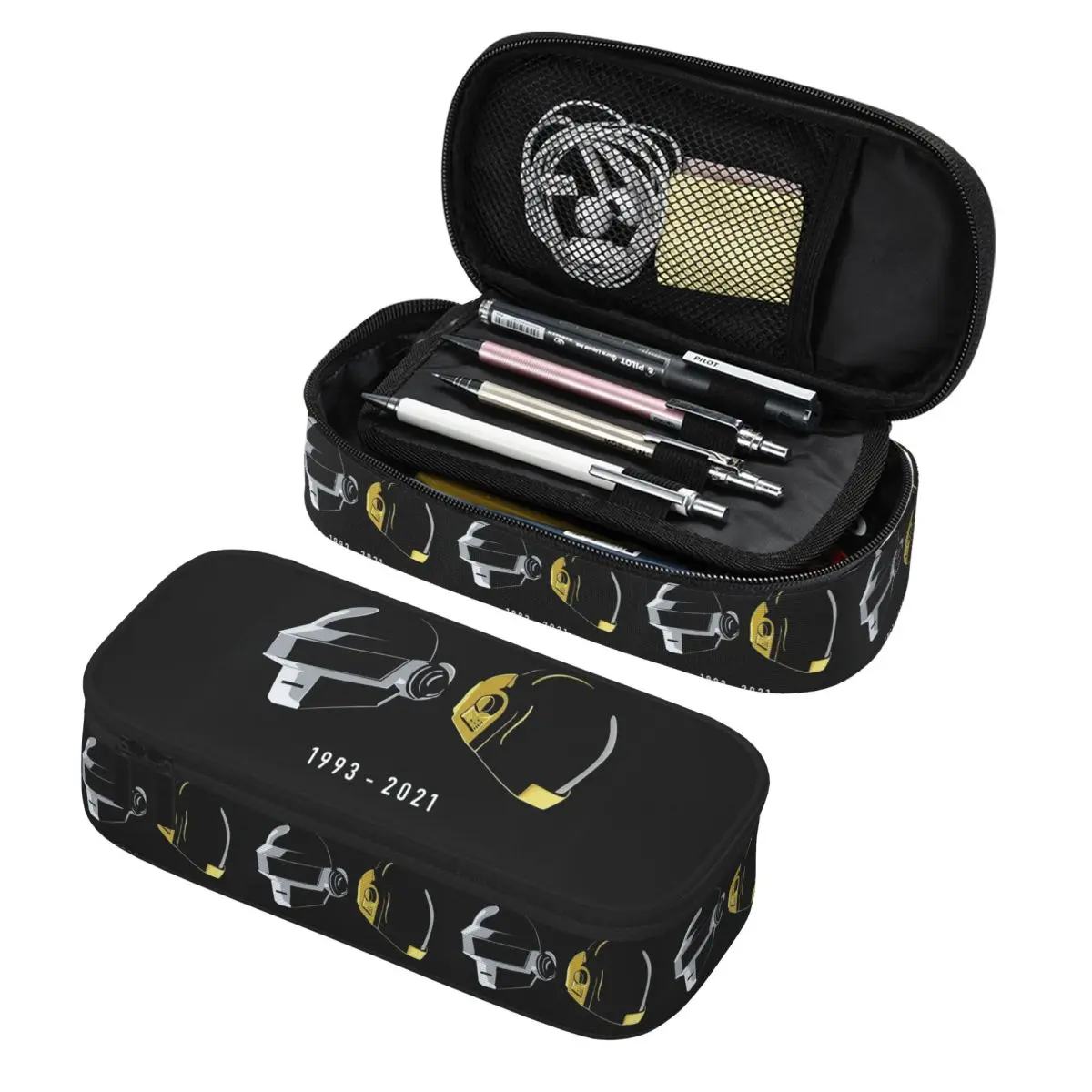 Daft Punk Electronic Music Band Tribute Helmet Art Pencil Cases Pen Holder Storage Stationery Supplies Large Capacity Pencil Bag
