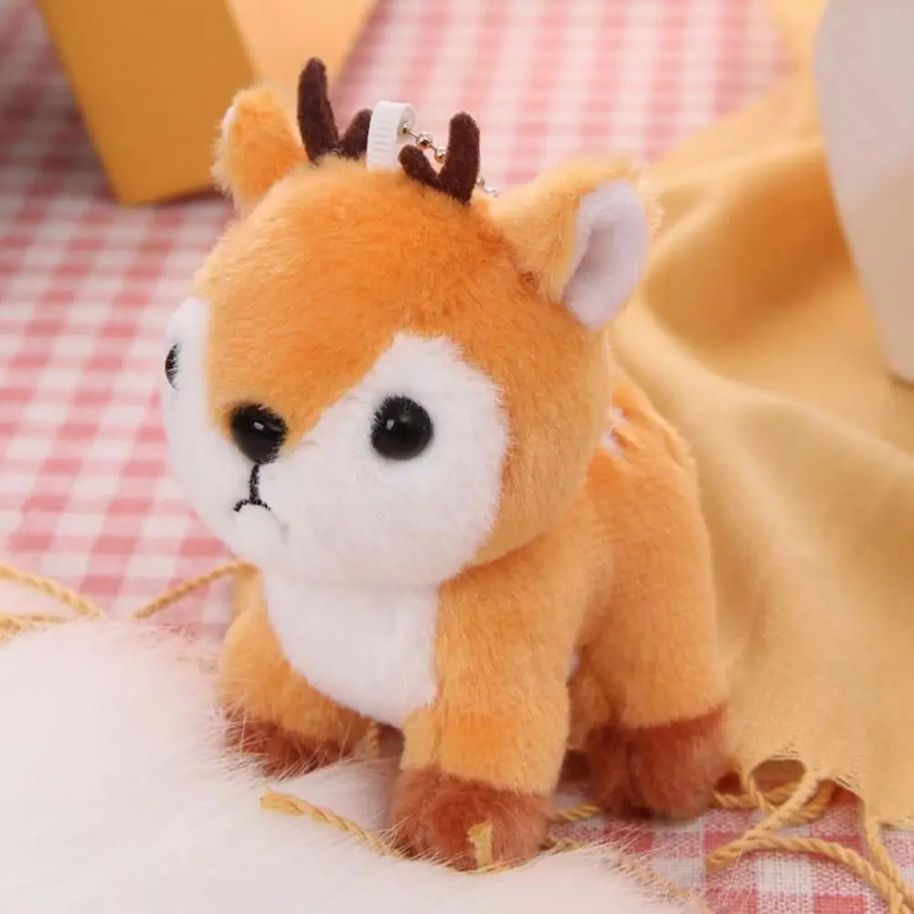 Stuffed Animal Deer Plush Fawn Keychain Bag Charm Stuffed Deer Keychain 10cm Key Ring Pendant Fluffy Elk Doll Christmas Gifts