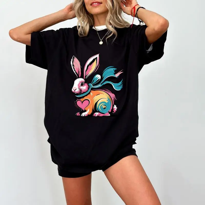 

Brushstroke Bunny Easter T Shirt Trendy Cute Cool Rabbit Happy For Tee