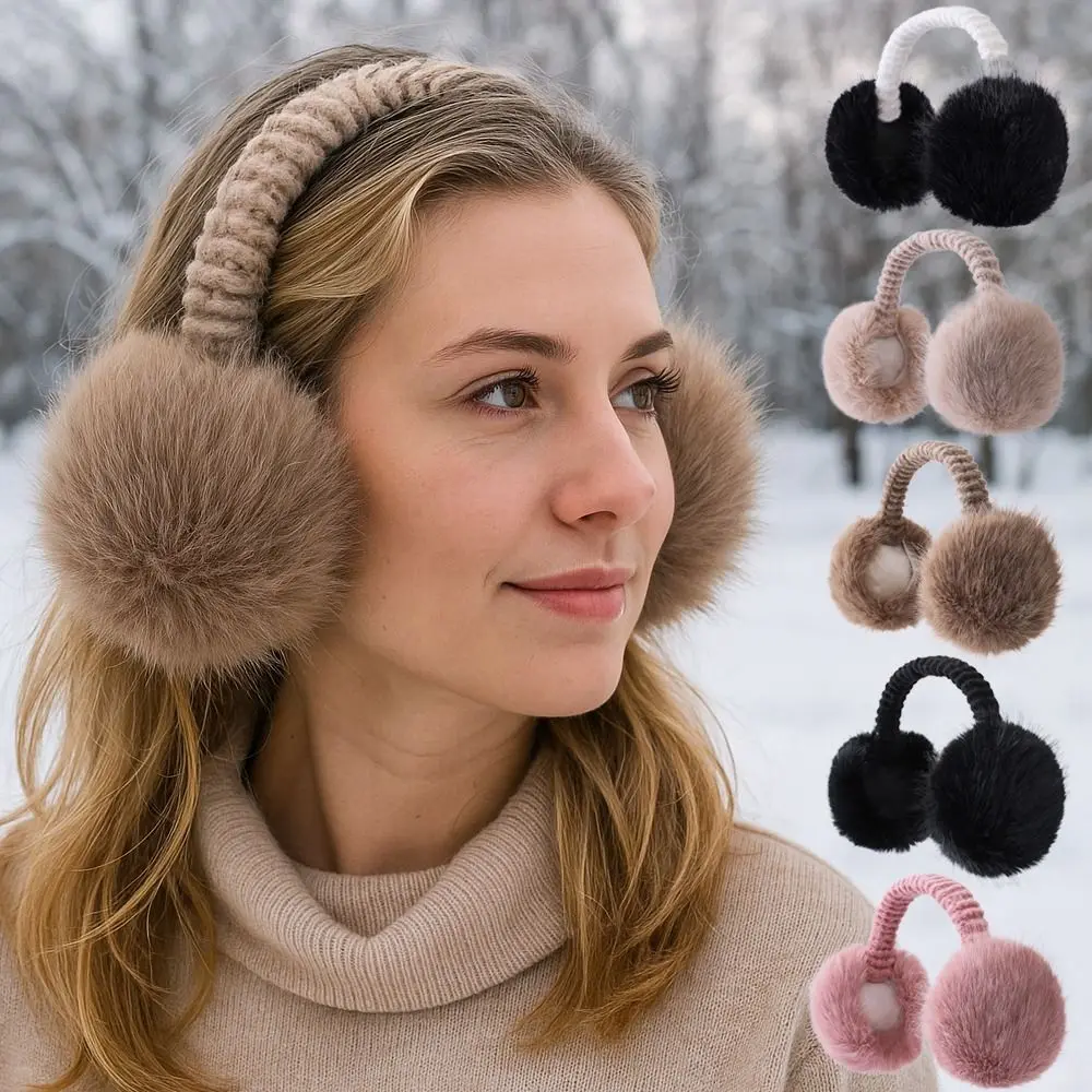 Inverno quente dobrável earmuffs proteção contra frio engrossado dobrável orelha mais quente anticongelante pele do falso orelha-muffs para mulheres ao ar livre