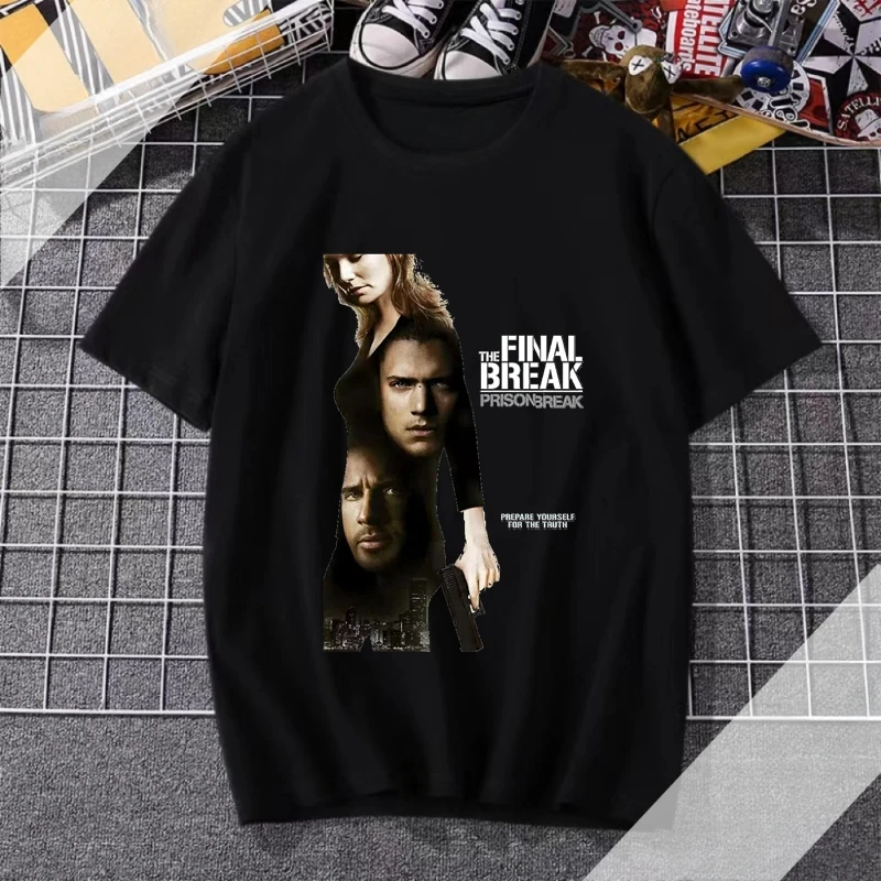 Harajuku Top Short Sleeve Men Michael Scofield Shirt Prison Break Streetwear Tv Series Y2k Aesthetic Clothing Oversized T-shirt