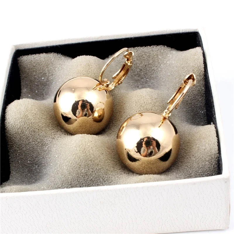 Vintage Big Round Ball Pendant Earrings for Women Gold Plated Earrings Fashion Jewelry Gifts Wedding Accessory Pendientes Mujer image 5
