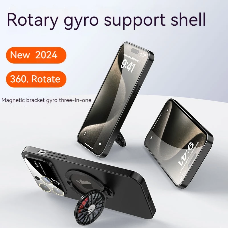 Rotary Gyro Pressure Reducing Bracket Case PC Protective Cases Wear-Resistant Big Viewing Window For 15 14 13 Pro Max New