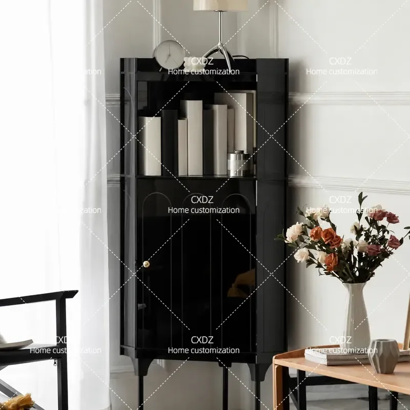 Acrylic Corner Cabinet Bedroom Triangle Storage Floor to Ceiling Integrated Locker Corner Rack Wine Display Shelf