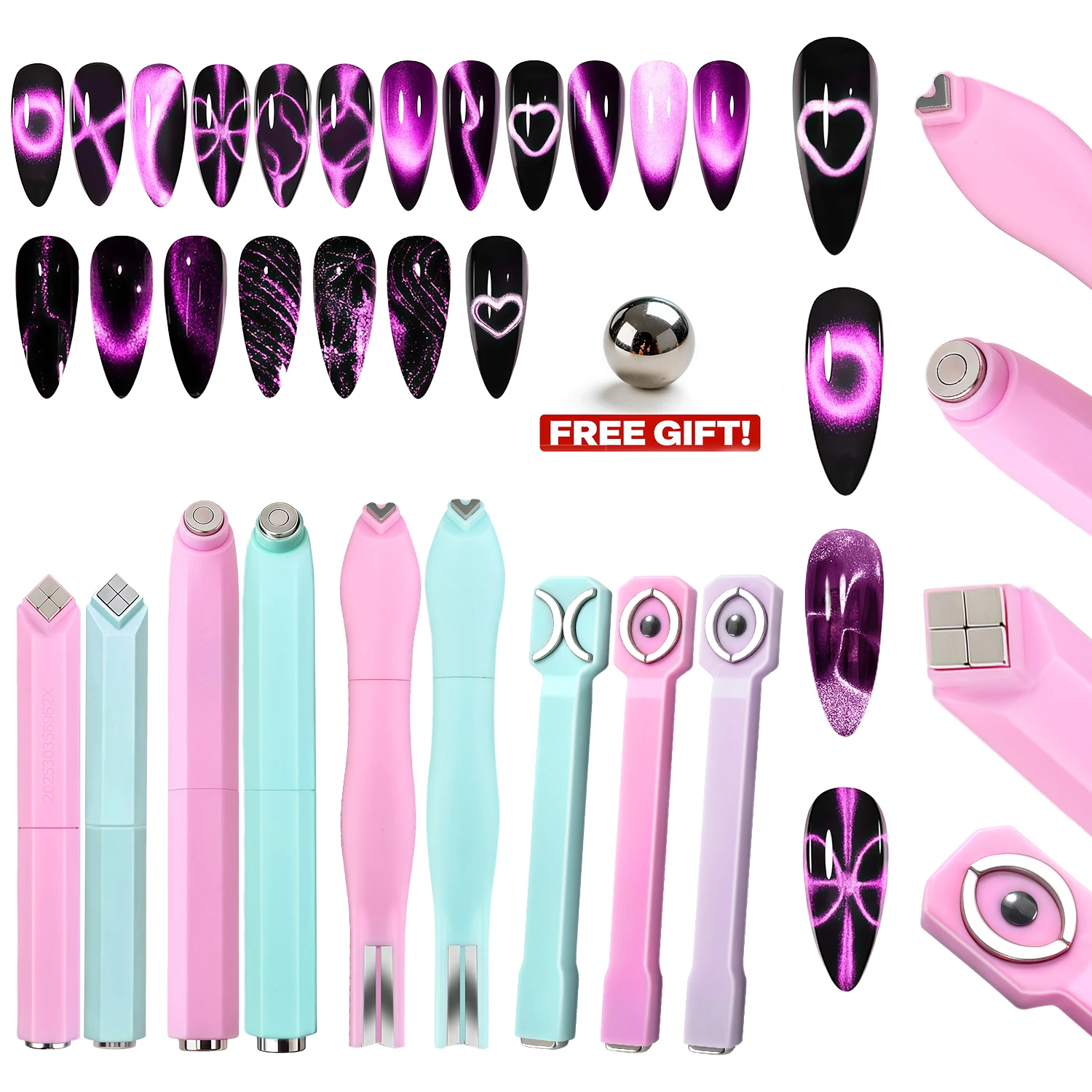 Nailpop vários modelos ímã de olho de gato 3-em-1 multifuncional arte de unha bastão magnético forte para esmalte em gel ferramenta de manicure diy 1 peça