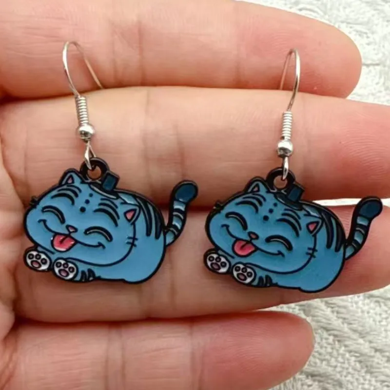 لطيف الأزرق ليتل النمر القرط الأزياء الكرتون هريرة استرخى أقراط للنساء المينا قطرة الحيوان العصرية مجوهرات فتاة هدية