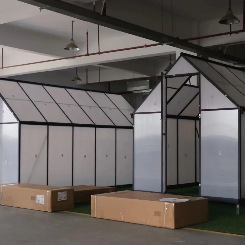 Sustainable outdoor polycarbonate multi-span greenhouse sunroom easy to assemble natural pressure treated wood growing space