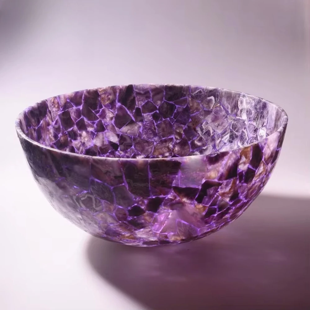 Natural amethyst round luxury bathroom sink