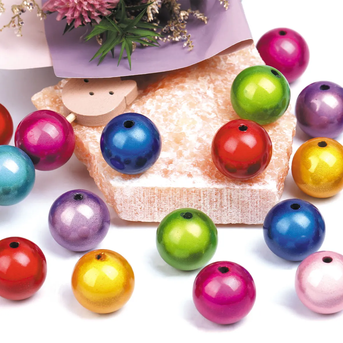 10pcs 16mm Mixed Color Reflective Round Ball Acrylic Beads For Jewelry Making DIY Pens Earrings Bracelet Necklace Jewelry