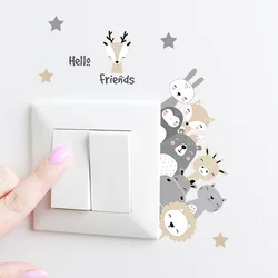 6Pcs Cute Giraffe Elephant Star Switch Sticker Kid Baby Bedroom Decoration Self-adhesive Home Decor Wallpaper Child Wall Decals